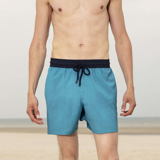Men Wool Swim Shorts Super 120's Azure details view 2