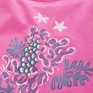 T-shirt en coton organique fille imprimé Bougainvillier vue de détail 1
