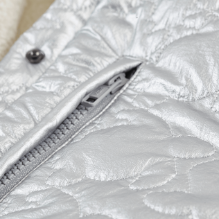 Girls Long Hooded Jacket Quilted Turtles Silver details view 1