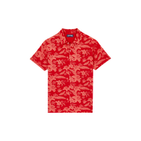 Men Cotton Polo Printed Lightening Flower Poppy red front view