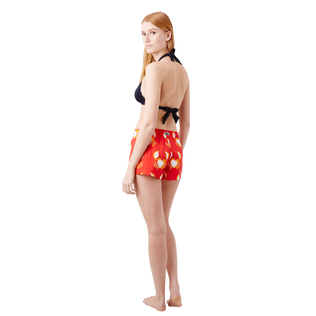 2020 年情人节图案女士游泳短裤 Medicis red 背面穿戴视图