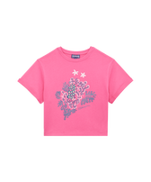 Camiseta en algodón orgánico con estampado para niña Buganvilla vista frontal