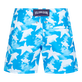 Boys Ultra-light and packable Swim Shorts Clouds Hawaii blue back view
