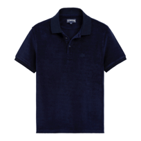 Polo en tejido terry liso para hombre Azul marino vista frontal