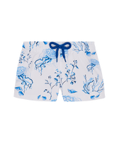 Girls Swim Shorts Medusa and Shells White front view