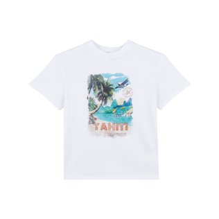 T-shirt bambino in cotone biologico Tahiti Bianco vista frontale