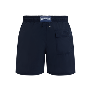 Men Swim Trunks Solid Navy back view