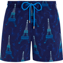 Maillot de bain homme brodé Poulpe Eiffel Minuit vue de face