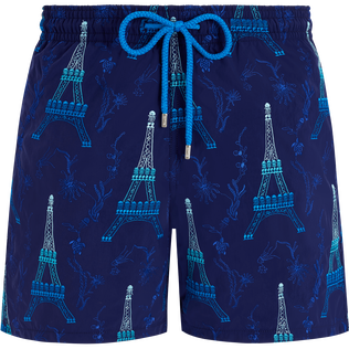 Maillot de bain homme brodé Poulpe Eiffel Minuit vue de face