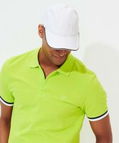Unisex Cap Solid White men front worn view