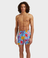 Men Stretch Short Swim Shorts Spray Paint - VBQ x Palm Angels Blue smoke 正面穿戴视图