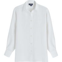 Women Solid Linen Shirt- Vilebrequin x Angelo Tarlazzi White front view