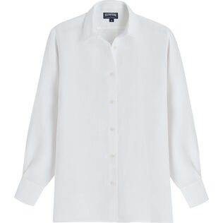 Women Solid Linen Shirt- Vilebrequin x Angelo Tarlazzi White front view