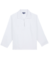 Men Linen Vareuse Shirt Solid White front view