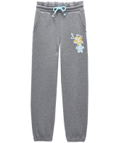 Pantalon jogging en coton fille uni Anthracite chine vue de face