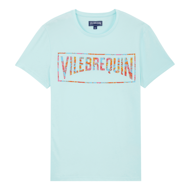 Men Organic Cotton T-shirt Tahiti Flowers - Tee Shirt - Thom - Blue - Size XXXL - Vilebrequin