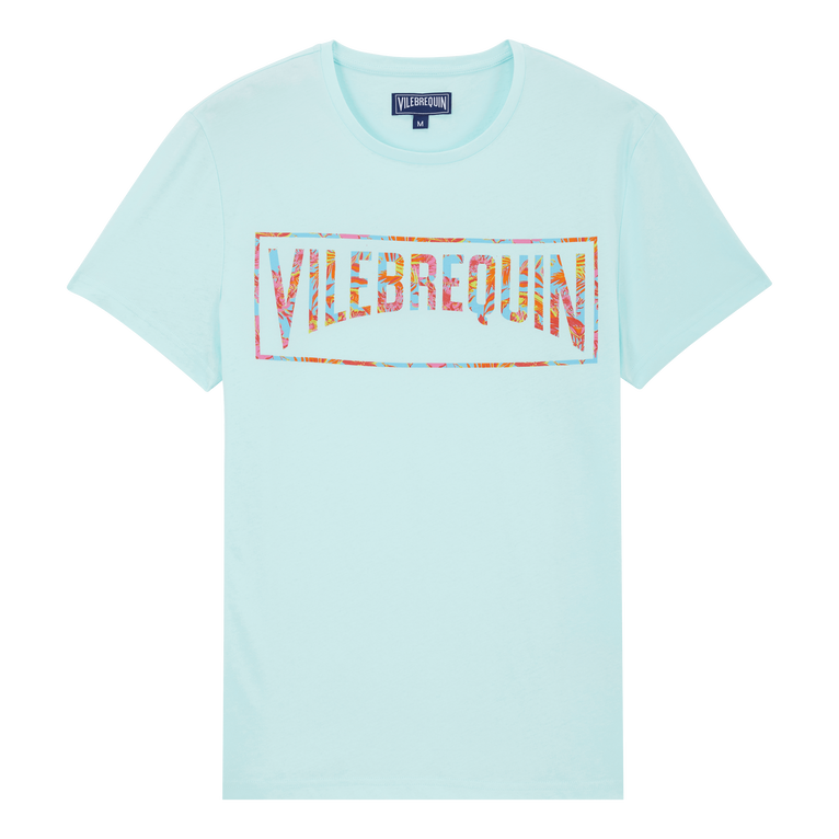 Men Organic Cotton T-shirt Tahiti Flowers - Thom - Blue - Size S - Vilebrequin