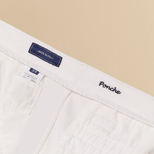 Men Tencel Cotton Bermuda Shorts Solid Weiss Details Ansicht 2