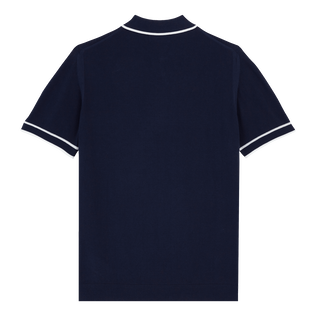 Polo uomo in maglia di cotone tinta unita Blu marine vista posteriore