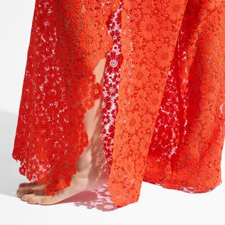 Women Guipure Pants Flowers Lace Poppy red details view 1