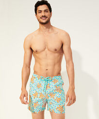 Men Classic Printed - Men Swimwear Micro Macro Ronde Des Tortues, Lagoon front worn view