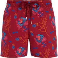 Men Swim Shorts Embroidered Medusa Flowers - Limited Edition Merlot vista frontal