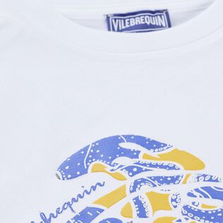 Camiseta de algodón orgánico con estampado Turtle Octopus para niño Blanco detalles vista 1
