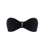 Women Ring Bandeau Bikini Top Solid Black front view