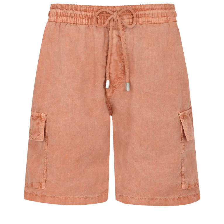 Bermudashorts Aus Leinen Für Herren, Gefärbt Mit Mineralfarbstoff - Baie - Orange