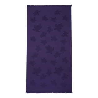Beach Towel in Organic Cotton Turtles Jacquard Midnight front view