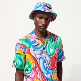 男士 Faces In Places 渔夫帽 - Vilebrequin x Kenny Scharf 合作款 Multicolor 正面穿戴视图