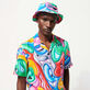 Gorro de pescador con estampado Faces In Places para hombre - Vilebrequin x Kenny Scharf Multicolores vista frontal desgastada