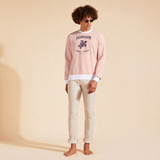 Men Cotton Striped Crewneck Sweatshirt Carrot details view 1
