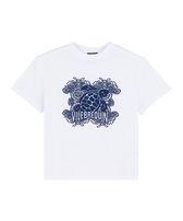 Boys Organic Cotton T-shirt Tribal Turtles White front view