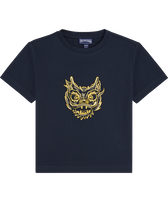 Boys Cotton T-Shirt Embroidered The year of the Dragon Navy front view