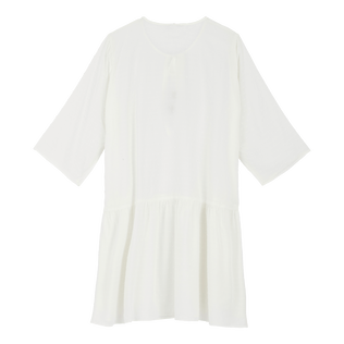 Vestido corto con estampado Plumetis para mujer Blanco tiza vista trasera