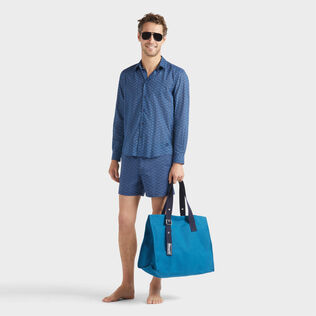 Men Flatbelt Swim trunks Fish Net Navy details view 1
