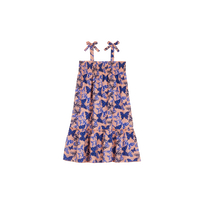 Vestido en gasa de algodón orgánico con estampado Disco Butterfly para niña Blush vista frontal