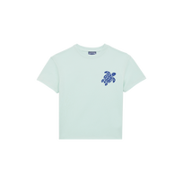 Camiseta de algodón orgánico con tortuga bordada para niño Pacifico vista frontal