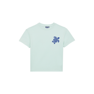Camiseta de algodón orgánico con tortuga bordada para niño Pacifico vista frontal