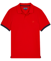 Polo en piqué de algodón de color liso para hombre Amapola vista frontal