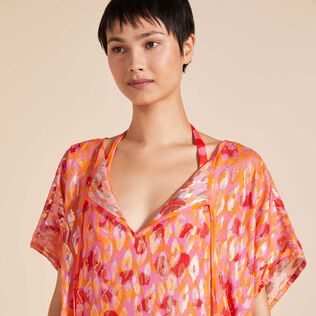 Women Square Silk Cover-up New Leopard Apricot details view 1