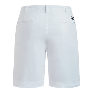 Bermudas de tencel de color liso y acabado satinado para hombre Blanco vista trasera