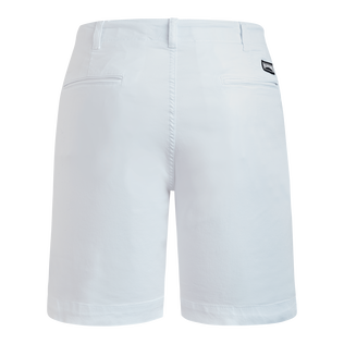 Men Tencel Satin Bermuda Shorts Solid White back view