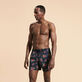 Men Stretch Swimwear Provencal Turtles Navy front worn view