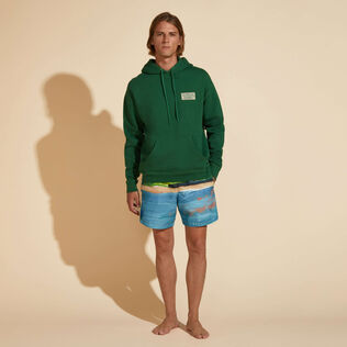 Sudadera con capucha de algodón de color liso para hombre - Vilebrequin x Highsnobiety Garden vista frontal desgastada