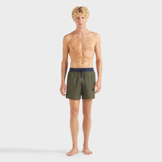 Maillot de bain en laine mérinos Super 120's homme Bicolore Olive chine vue portée de face