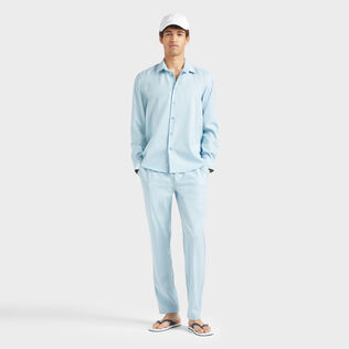Men Wool Shirt Micro Rayures Tailoring Blue topaz details view 1