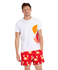 T-shirt unisex in cotone St Valentin- Vilebrequin x Giriat Bianco vista frontale indossata