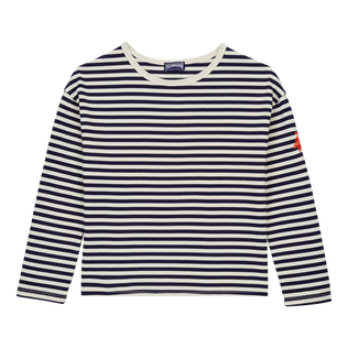 Girls' T-Shirt Stripes Navy / white front view